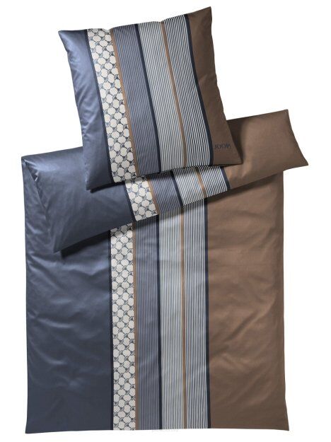 Joop poszewka mako-satin Cornflower stripes deep granatowo-brązowa 4069 40x40, 80x80