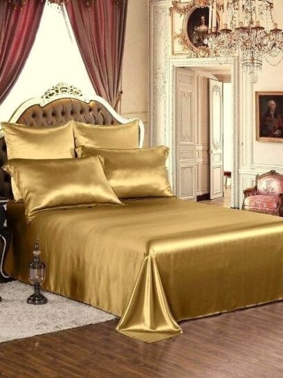 Malbery jedwabny zestaw pościeli dark gold 220x240