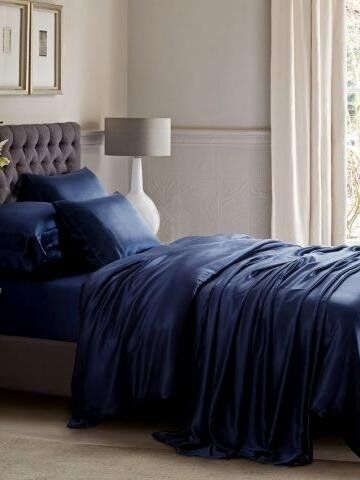 Jedwabny zestaw pościeli navy blue 180x200