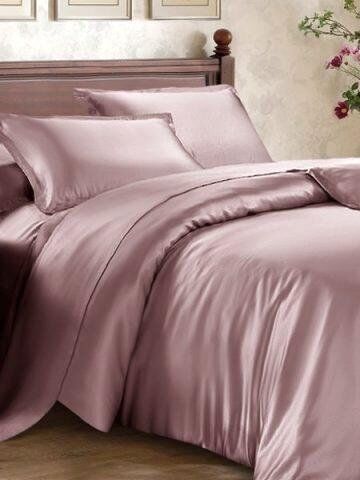 Malbery jedwabny zestaw pościeli pudrowy róż 200x220+2x70x80