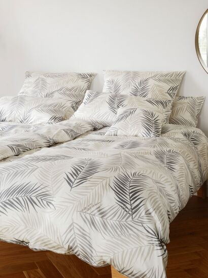 Elegante pościel bambusowo-satynowa Palm beżowa 24501 155x200