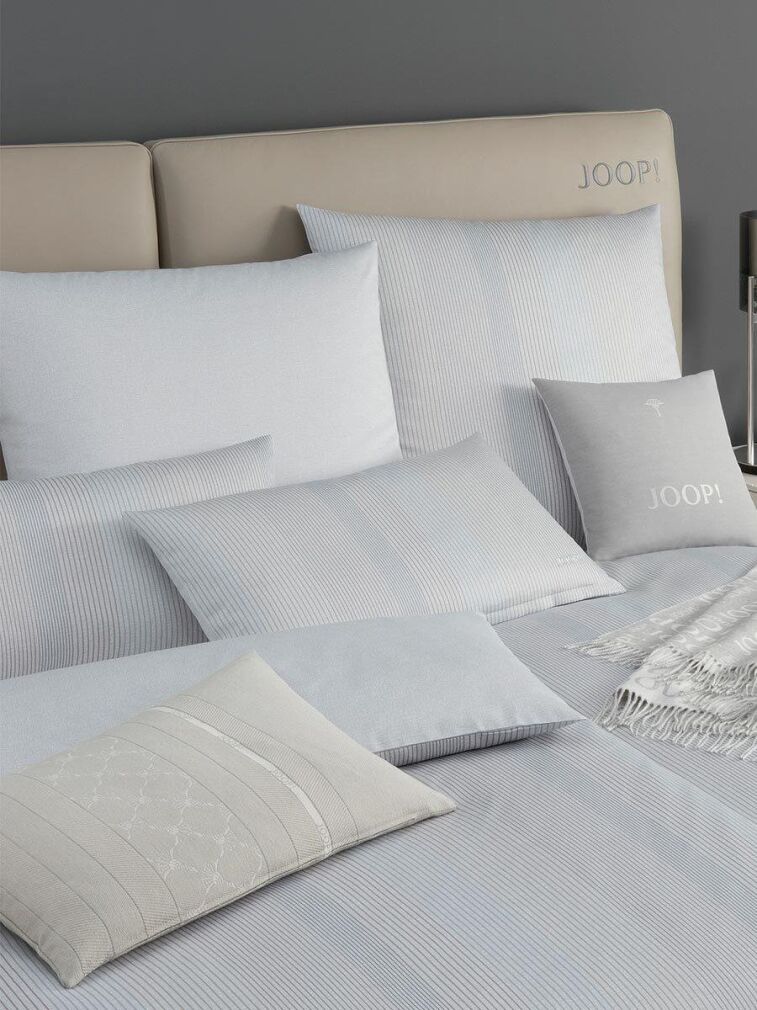 Joop poszewka mako-satin Groove silber 4107 40x80, 80x80