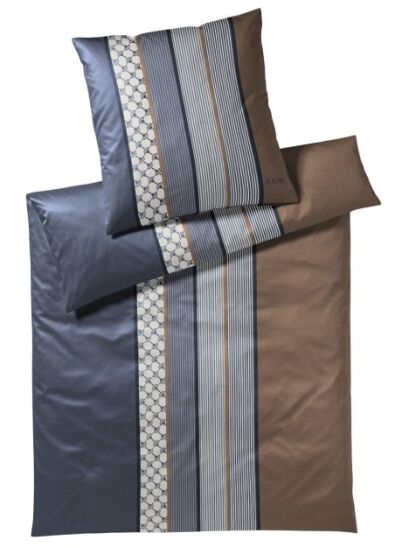 Joop pościel mako-satin Cornflower stripes deep granatowo-brązowy  4069 155x200