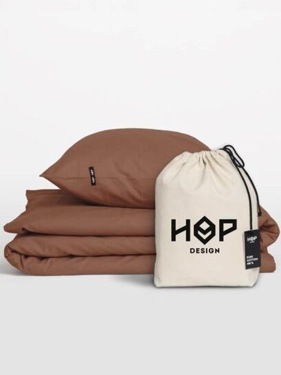 Hop pościel bawełniana płócienna brązowa