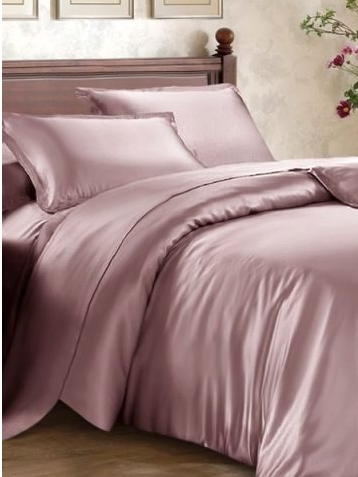 Malbery jedwabny zestaw pościeli pudrowy róż 200x220