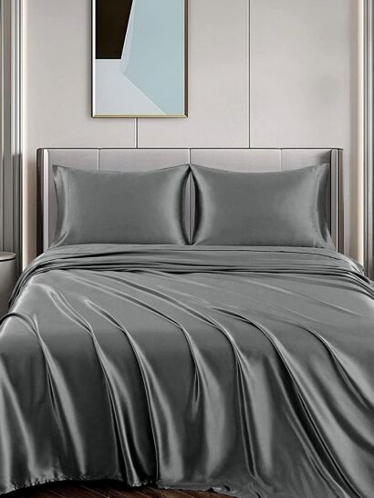 Malbery jedwabny zestaw pościeli grey 200x220